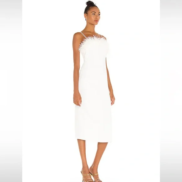 Elliatt Harley Dress in Ivory NWT Marabou Feather Detailing - Picture 4 of 11